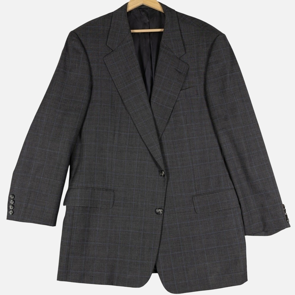 Hickey Freeman Maloufs Suit Jacket Blazer Mens Charcoal Wool Blend 46R